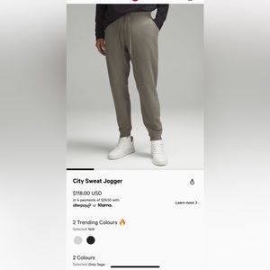 Lululemon men’s city sweat joggers. Medium. 29” inseam. Grey Sage. EUC